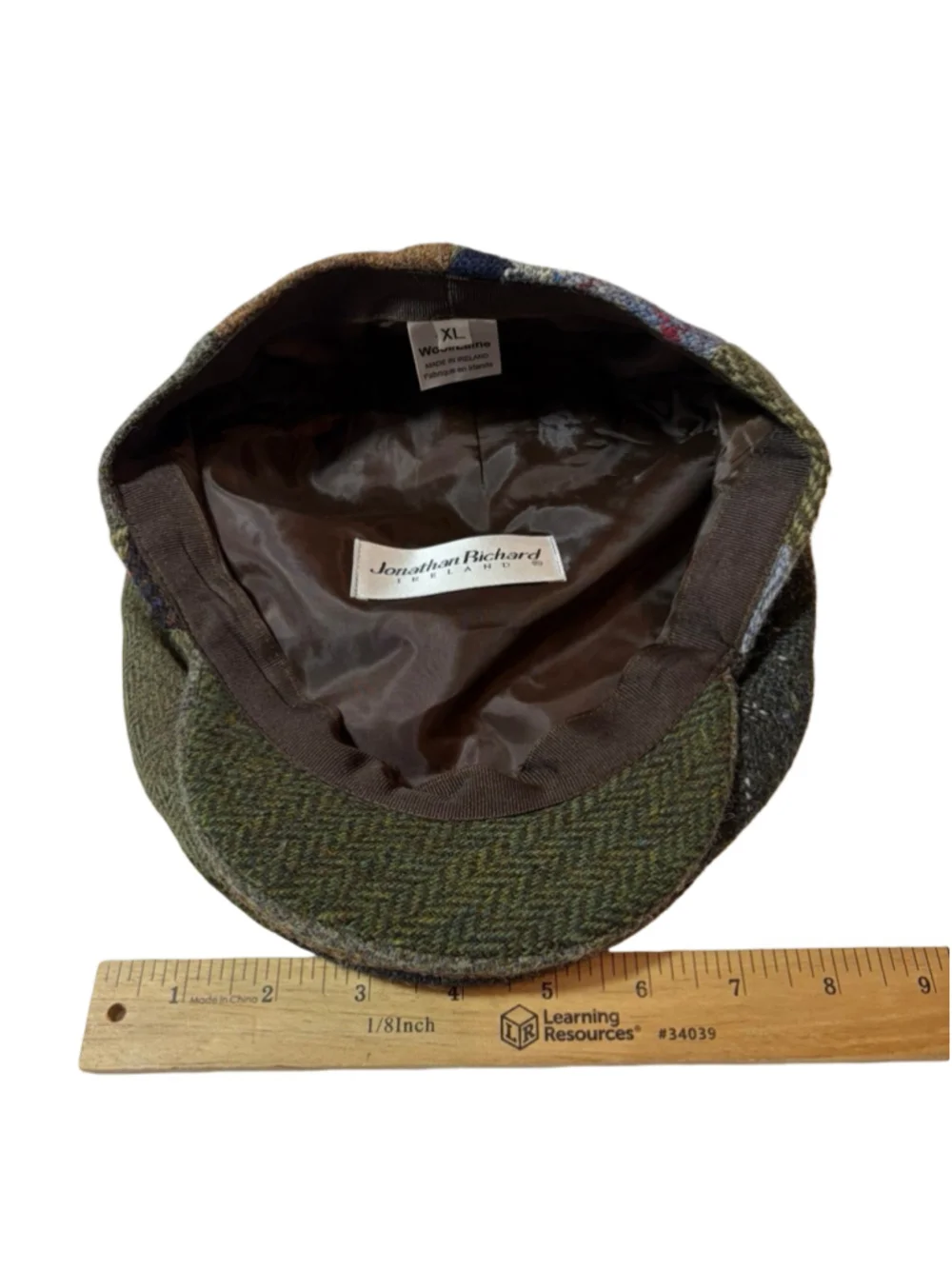 Jonathan Richard Ireland Patchwork Wool Newsboy Cap XL Donegal Tweed Driving Hat